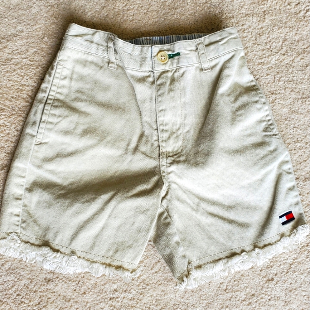 Tommy Hilfiger 4T 4 Toddler Girl's Shorts Tan Khaki Frayed Hem Military Garment